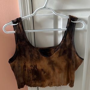 Cropped acid washed tank top